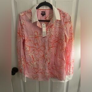 NWT Talbots Pink and Orange Floral Shirt sz 10